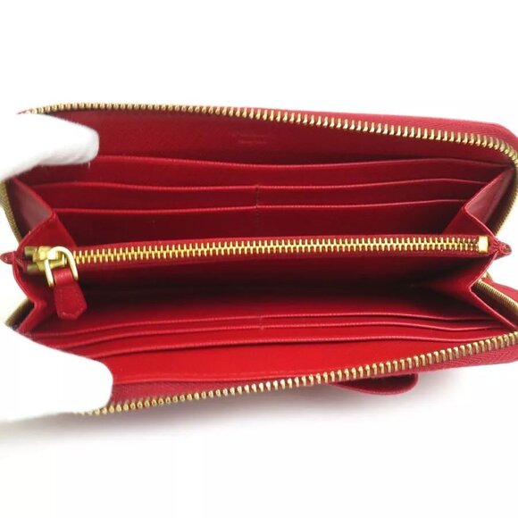 Auth PRADA Zip Around Long Wallet Red Leather/Goldtone - h30863a - Picture 3 of 8